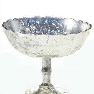 Silver Mercury Glass scalloped Pedestals