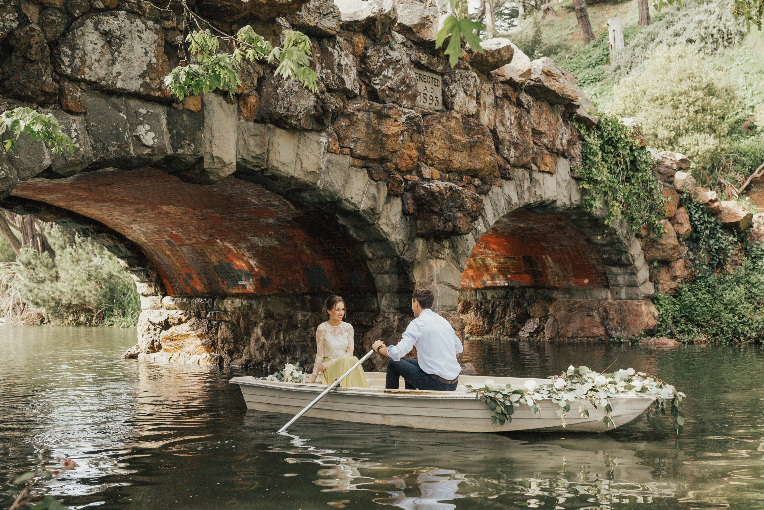 row boat proposal inspiration bridge