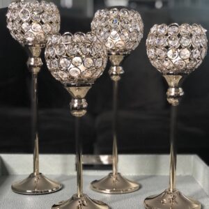 Bronze Crystal Bowl Candle Holders
