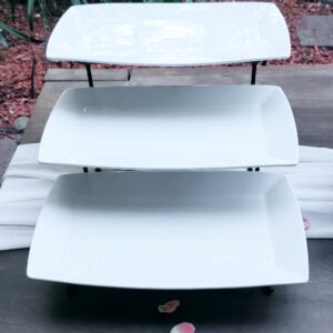 3 tier white serving serveware with stand