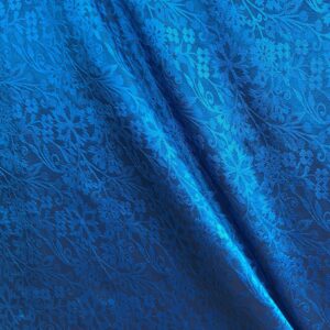 BLUE SATIN W/BLUE FLORAL PRINT  TABLECLOTH
