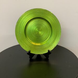 GLASS CHARGER PLATE GREEN RINGS