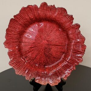 GLASS CHARGER PLATE RED SPONGE