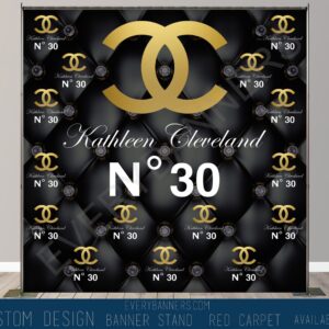 Chanel inspired themed Birthday Step and Repeat Backdrop