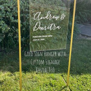 Gold Stand with Personalized Acrylic Sign