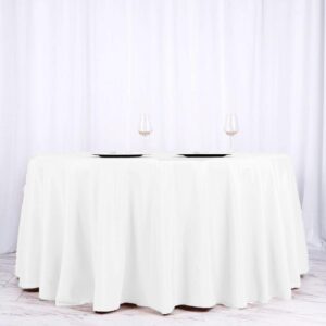 120" White Polyester Round Tablecloth