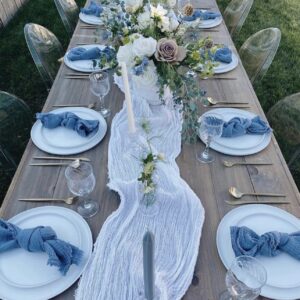 Dusty Blue Cotton Fringe Napkins