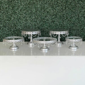 Silver 5 Piece Cake Stands