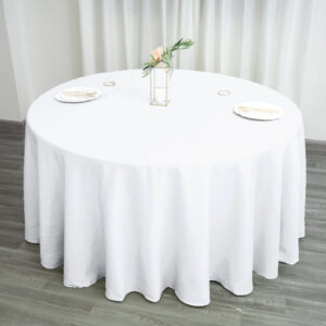 White Round Linen 120"
