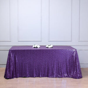 Purple Sequin Rectangle Table Linen