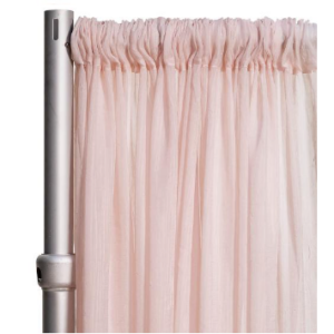 Blush Crushed Sheer Voile Curtain Panel w/4" Pockets - 10 ft Wide