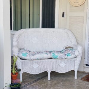 White Resin Wicker Loveseat