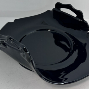 L.E. Smith Mt. Pleasant Depression Black Amethyst Rolled Edge Handle Bon Bon Plate