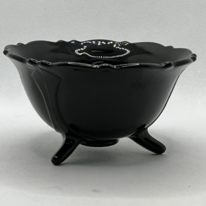 L.E. Smith Mt. Pleasant Glass Black Amethyst Mayo Condiment 3 Footed Bowl 5 1/2"