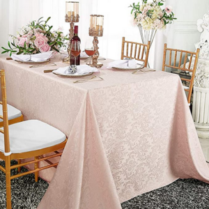 Table Linen Tablecloth Damask Polyester 72"x 120" Rectangular Blush Pink