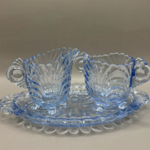 Cambridge Caprice Moonlight Blue Creamer Sugar & Tray